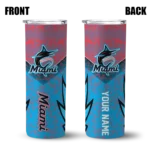 customized miami marlins spiral burst print blue skinny tumbler best selling.webp