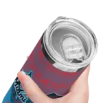 customized miami marlins spiral burst print blue skinny tumbler best selling.webp