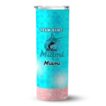 customized miami marlins starburst tiles blue skinny tumbler best selling.webp