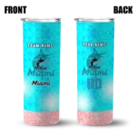 customized miami marlins starburst tiles blue skinny tumbler best selling.webp