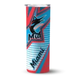 customized miami marlins web stripes blue white skinny tumbler best selling.webp