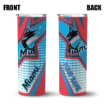 customized miami marlins web stripes blue white skinny tumbler best selling.webp