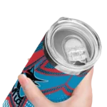 customized miami marlins web stripes blue white skinny tumbler best selling.webp