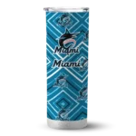 customized miami marlins zipper leopard blue skinny tumbler best selling.webp
