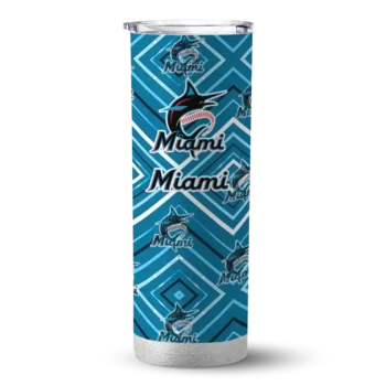 customized miami marlins zipper leopard blue skinny tumbler best selling.webp