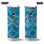 customized miami marlins zipper leopard blue skinny tumbler best selling.webp