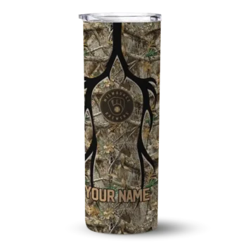 customized milwaukee brewers antler flow camo skinny tumbler best selling.webp