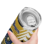 customized milwaukee brewers chevron stripes navy blue skinny tumbler best selling.webp