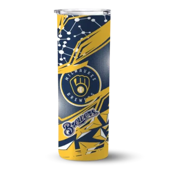 customized milwaukee brewers helmet clash navy blue skinny tumbler best selling.webp