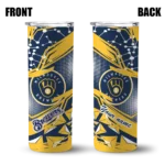 customized milwaukee brewers helmet clash navy blue skinny tumbler best selling.webp