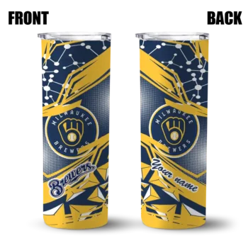 customized milwaukee brewers helmet clash navy blue skinny tumbler fashion forward.webp