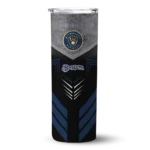 customized milwaukee brewers hexagon honeycomb navy blue black skinny tumbler best selling.webp