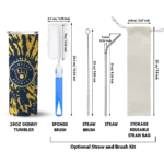 customized milwaukee brewers metallic grid navy blue skinny tumbler best selling.webp