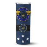 customized milwaukee brewers star cluster navy blue skinny tumbler best selling.webp
