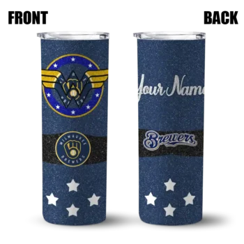 customized milwaukee brewers star cluster navy blue skinny tumbler fashion forward.webp