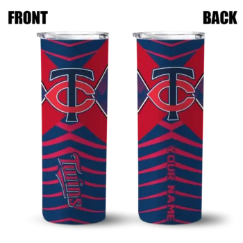 customized minnesota twins camo texture navy skinny tumbler fashion forward.webp