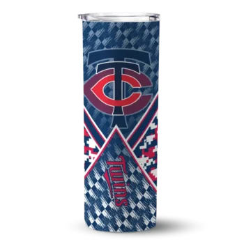 customized minnesota twins monogram burst navy white skinny tumbler best selling.webp