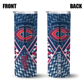 customized minnesota twins monogram burst navy white skinny tumbler fashion forward.webp