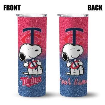 customized minnesota twins snoopy attitude navy skinny tumbler fashion forward.webp