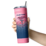 customized minnesota twins swirl texture navy skinny tumbler best selling.webp