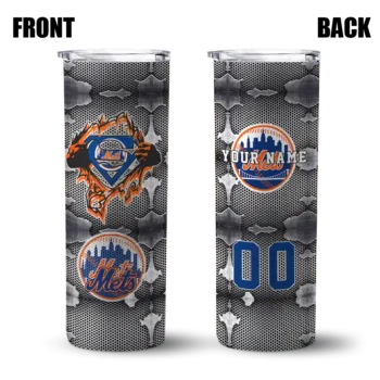 customized new york mets chevron v blue gray skinny tumbler fashion forward.webp