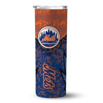 customized new york mets spiral burst print blue skinny tumbler best selling.webp