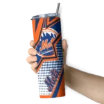 customized new york mets web stripes blue white skinny tumbler best selling.webp
