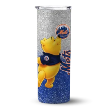 customized new york mets winnie the pooh blue gray skinny tumbler best selling.webp