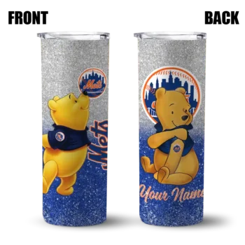 customized new york mets winnie the pooh blue gray skinny tumbler fashion forward.webp