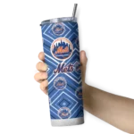 customized new york mets zipper leopard blue skinny tumbler best selling.webp