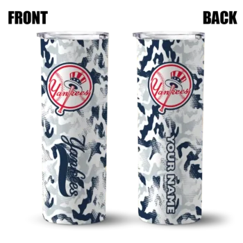 customized new york yankees claw marks navy white skinny tumbler fashion forward.webp