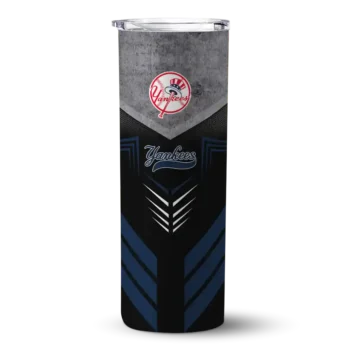 customized new york yankees hexagon honeycomb navy black skinny tumbler best selling.webp