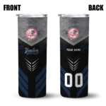 customized new york yankees hexagon honeycomb navy black skinny tumbler best selling.webp
