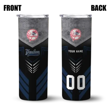 customized new york yankees hexagon honeycomb navy black skinny tumbler fashion forward.webp