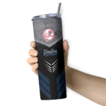 customized new york yankees hexagon honeycomb navy black skinny tumbler best selling.webp