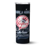 customized new york yankees rose romance navy black skinny tumbler best selling.webp
