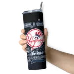 customized new york yankees rose romance navy black skinny tumbler best selling.webp