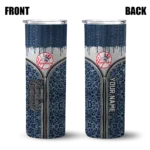 customized new york yankees sparkle drip navy skinny tumbler best selling.webp