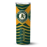 customized oakland athletics camo texture green skinny tumbler best selling.webp