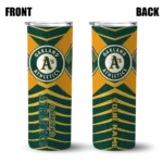 customized oakland athletics camo texture green skinny tumbler best selling.webp