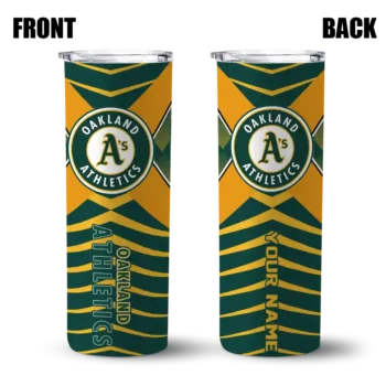 customized oakland athletics camo texture green skinny tumbler fashion forward.webp