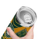 customized oakland athletics camo texture green skinny tumbler best selling.webp