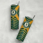 customized oakland athletics camo texture green skinny tumbler best selling.webp