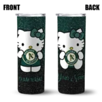 customized oakland athletics hello kitty green black skinny tumbler best selling.webp
