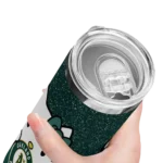 customized oakland athletics hello kitty green black skinny tumbler best selling.webp