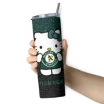 customized oakland athletics hello kitty green black skinny tumbler best selling.webp