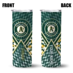customized oakland athletics monogram burst green white skinny tumbler best selling.webp