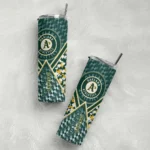 customized oakland athletics monogram burst green white skinny tumbler best selling.webp