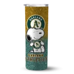 customized oakland athletics snoopy attitude green skinny tumbler best selling.webp