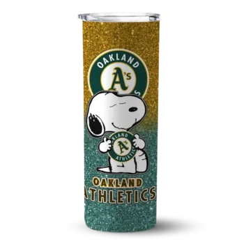 customized oakland athletics snoopy attitude green skinny tumbler best selling.webp